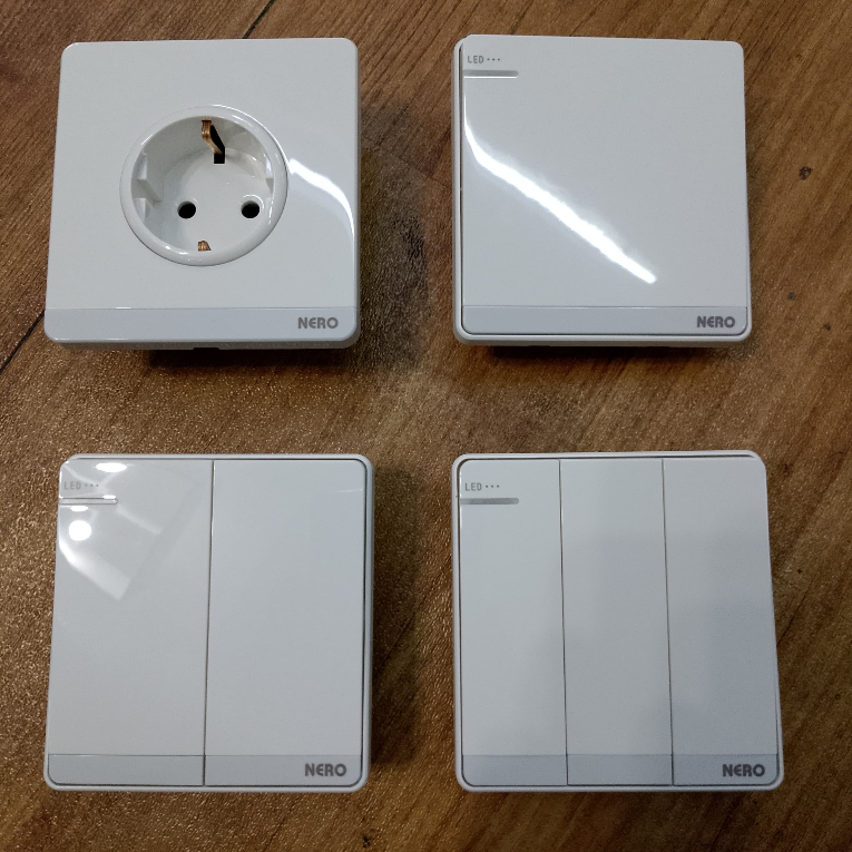 Saklar Lampu Nero Decora White Series – Saklar Modern dengan Indikator LED NERO Putih