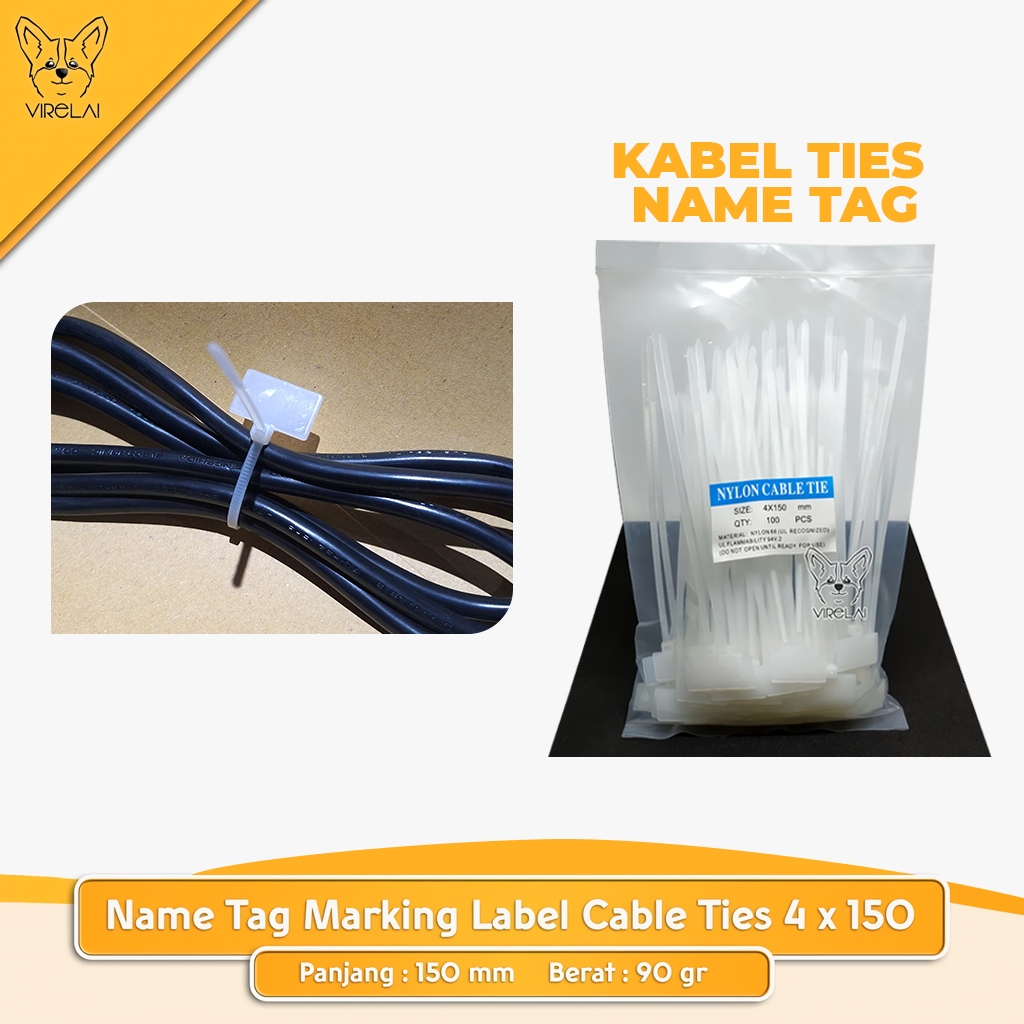 [100 Biji] Name Tag Marking Label Cable Ties / Kabel Ties Bendera 4 x 150 / 200