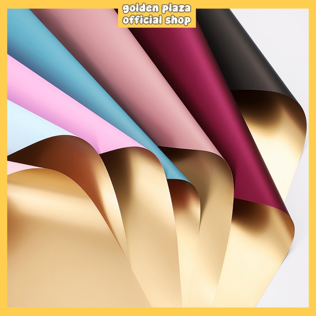 

(1 PACK ISI 20 LEMBAR) Flower Wrapping Cellophane Dua Warna BI Color Gold Kertas Bunga Buket KB02