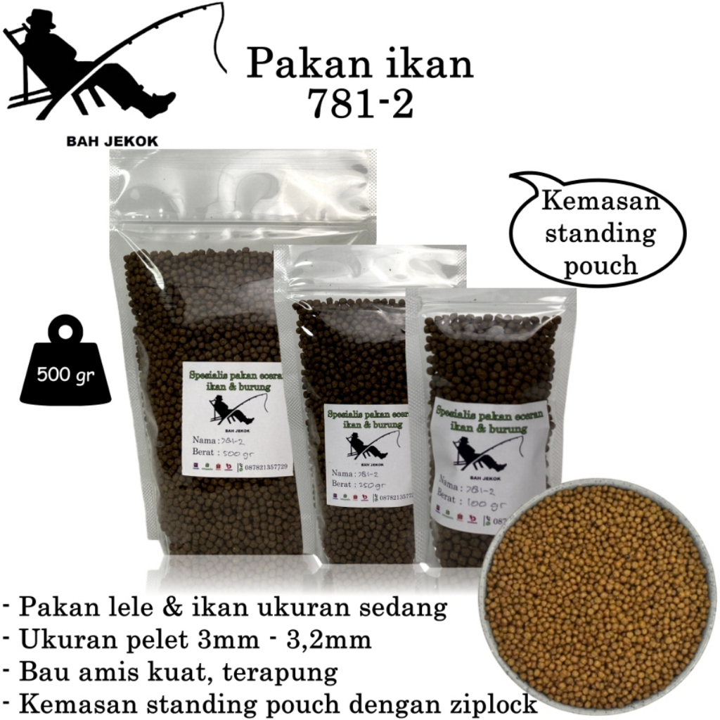 Pelet 781-2 Pakan Ikan Lele Mas Nila Gabus dll di kolam & Akuarium SP (100gr - 500gr).