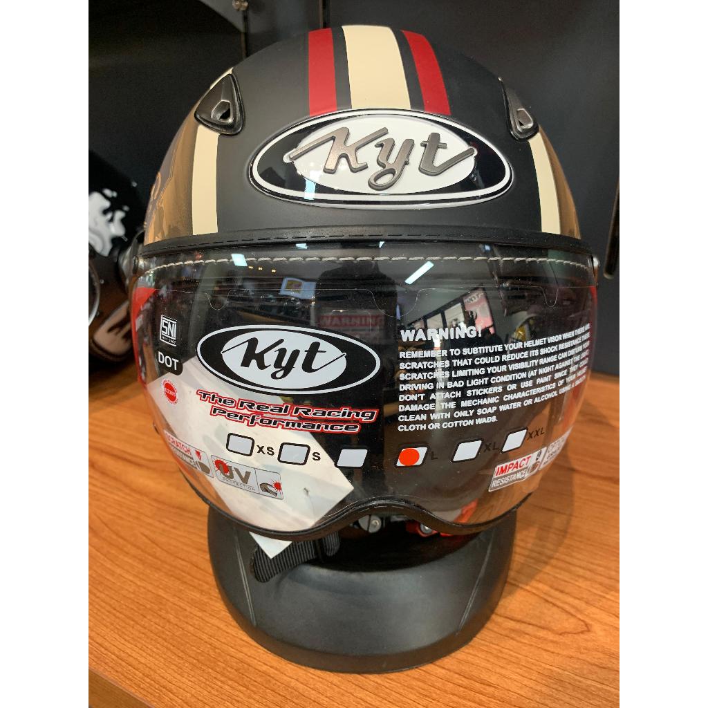 Helm Kyt ELSICO Retro Motif Black Doff Cream Original