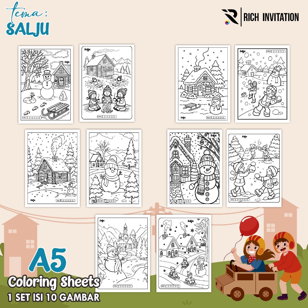 

(A5) KERTAS MEWARNAI ANAK - KERTAS COLORING ANAK PAUD TK - TEMA SALJU