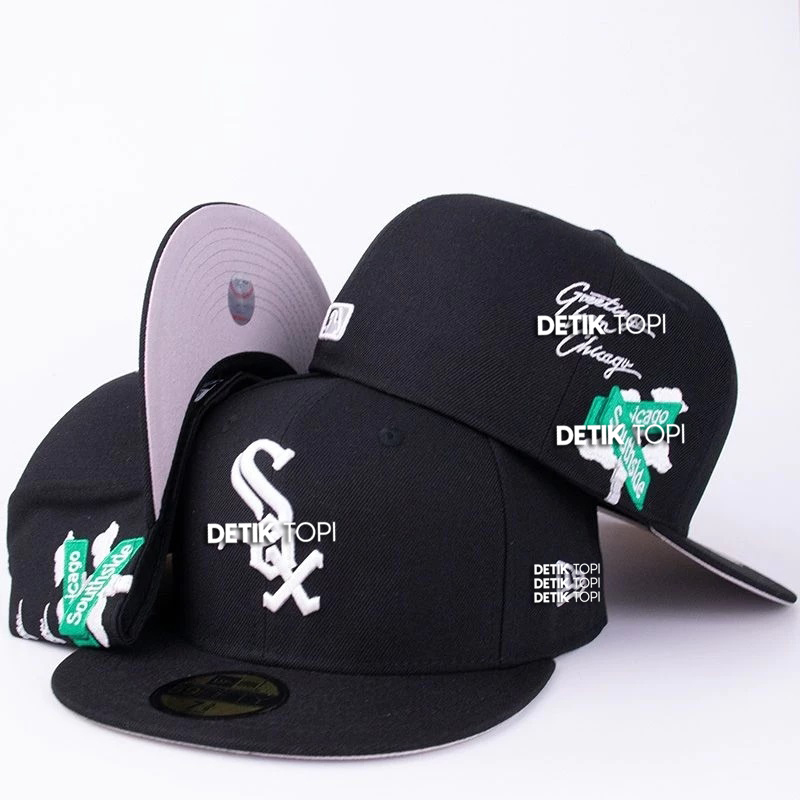 Topi Build Up Fitted Chicago White Sox South Side Black White Cap Import