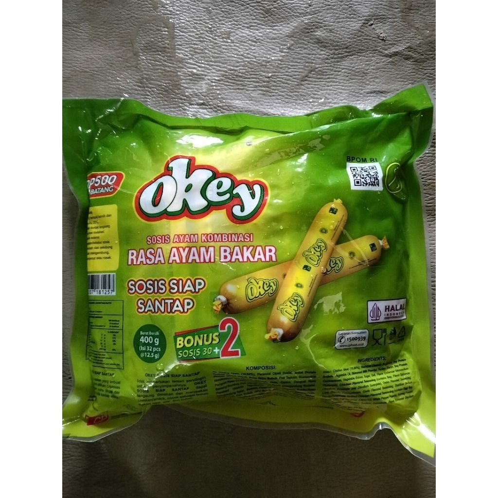 

OKEY, sosis kombinasi, sosis siap santap rasa ayam bakar