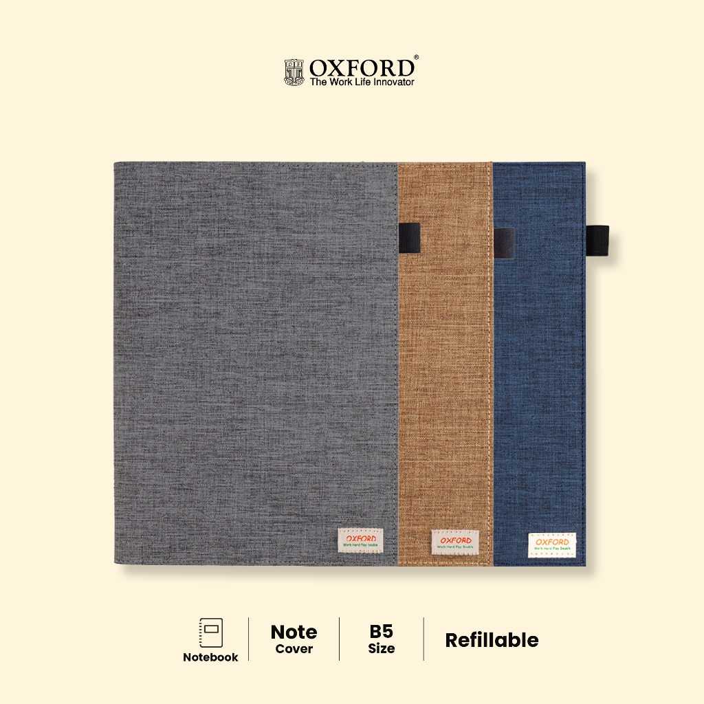 

Oxford Notebook B5 Refillable – Cover Toscano Premium, 70 Lembar, Warna Coklat/Abu/Biru