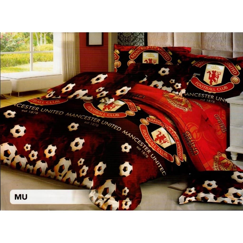 Fata Sprei set 90 100 120 160 180 200 motif bola mu Manchester mencester united