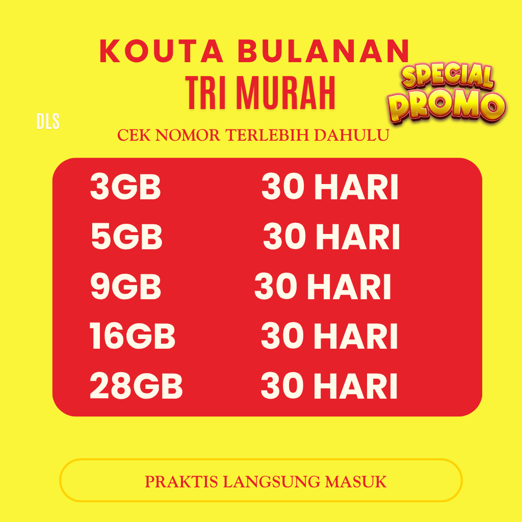Kuota IM3 Murah 3GB, 5GB, 16GB, 50GB FULL 30 HARI