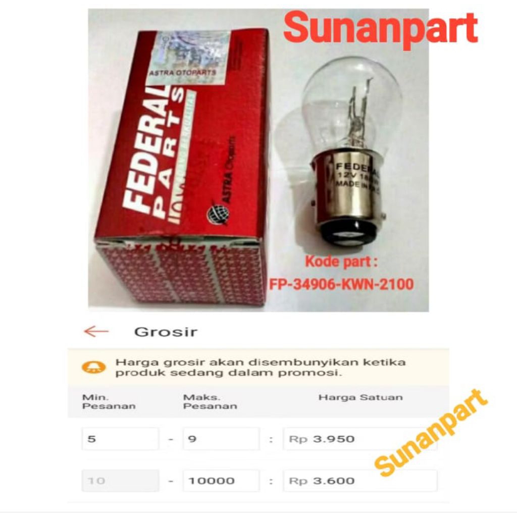 DOP LAMPU BELAKANG BOHLAM STOP FEDERAL PARTS FP-34906-KWN-2100