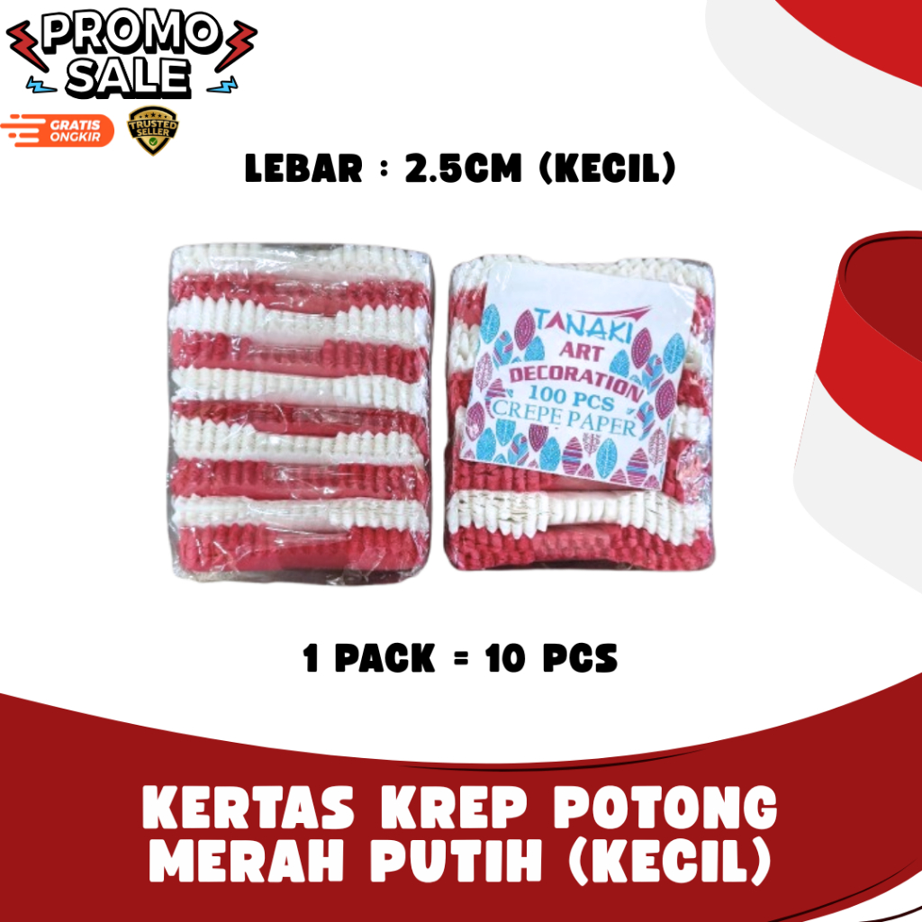 

[ 1 PACK ] KERTAS KREP DIRGAHAYU INDONESIA CREPE PAPER / KERTAS KREP POTONG MERAH PUTIH UKURAN KECIL