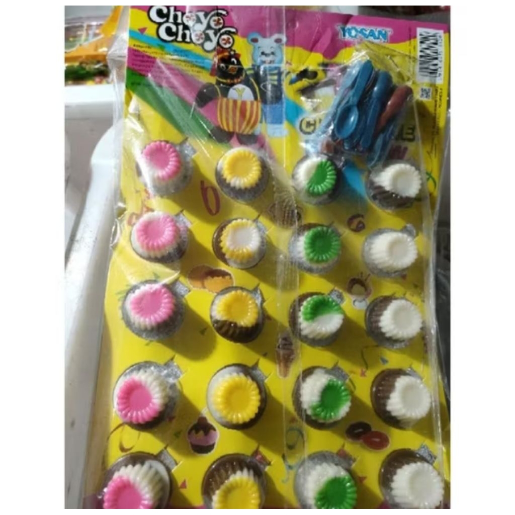 

Jajanan Jadul Yosan Choyo Cup Pelangi Coklat Pasta Aneka Warna