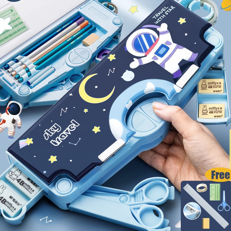 

Kotak Alat Tulis / Kotak Pensil Multifungsi Kartun untuk Siswa SD: Tempat Pensil Desain Multi-lapis, Dilengkapi dengan Peruncing, Gunting, Isolasi, Penghapus, Penggaris dan Alat Tulis Sekolah Lengkap, Cocok untuk Anak-anak