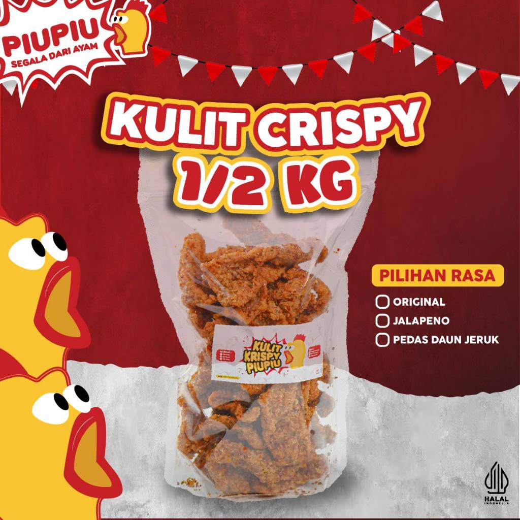

Piu Piu - Kulit Ayam Crispy 500gr Snacks Rasa Jalapeno/Original/Pedas Daun Jeruk