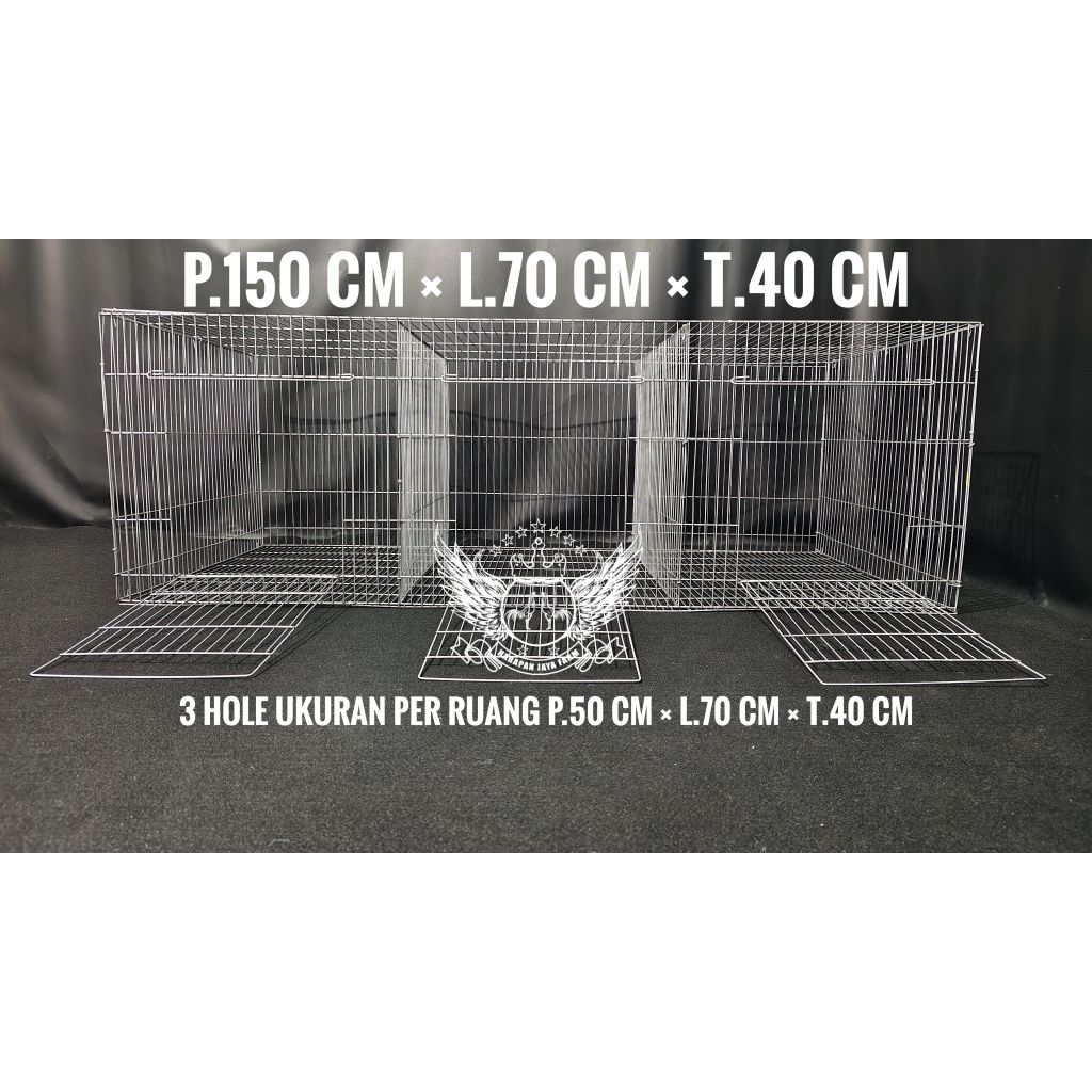 KANDANG KELINCI 3 HOLE P.150 CM × L.70 CM × T.40 CM BOX PEMBESARAN DOC AYAM DOD BEBEK BURUNG DARA