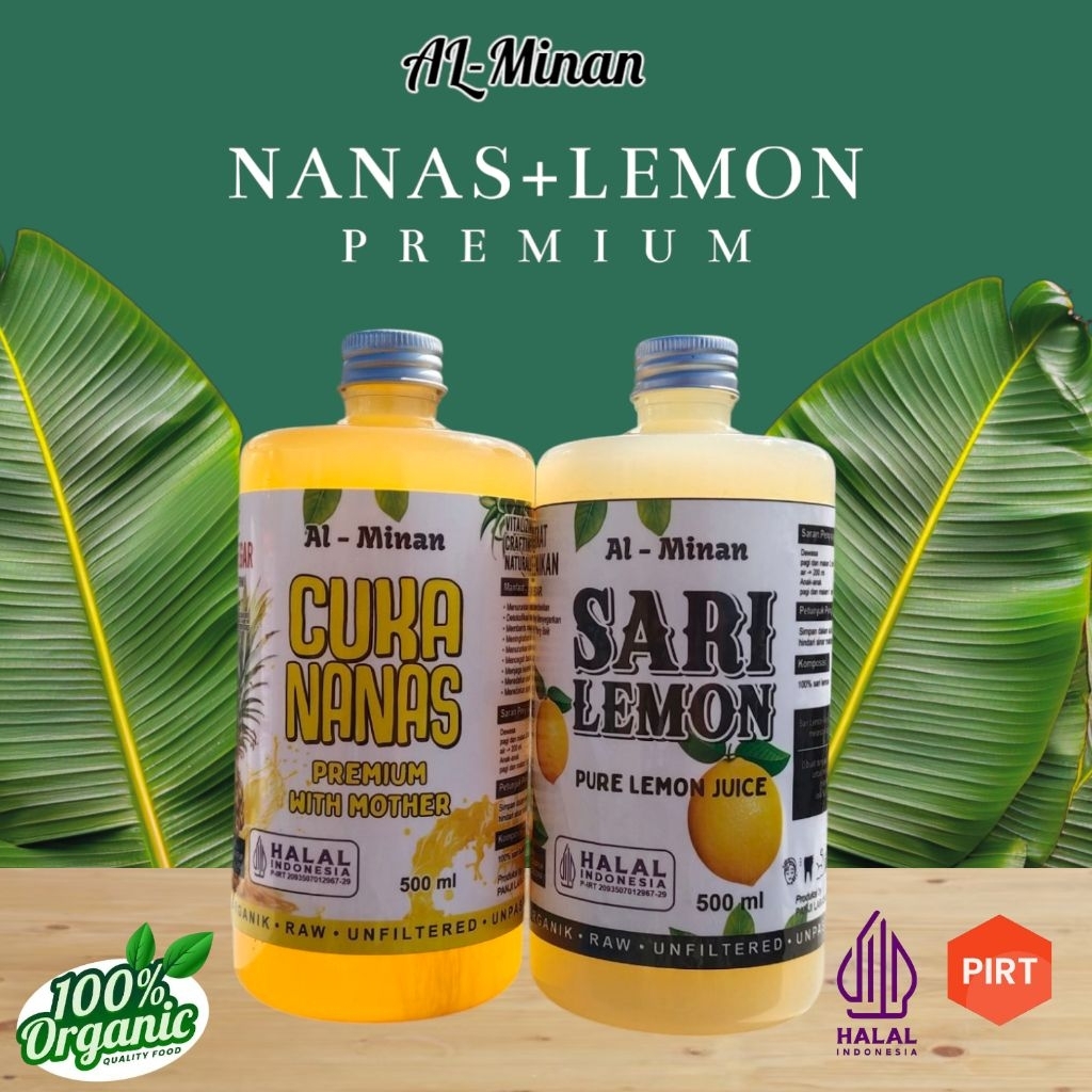 

Cuka nanas murni asli 500 ml dan sari lemon murni asli 500 ml premium organik