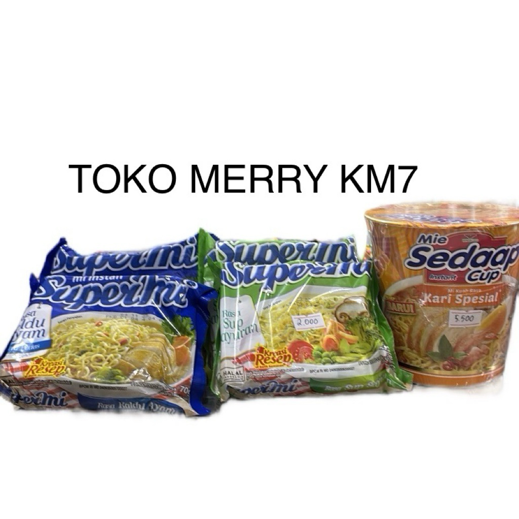 

(C3) COMBO HEMAT 2pcs SUPERMI SUP SAYURAN, 2pcs SUPERMI KALDU AYAM, 1pcs MIE SEDAAP CUP KARI SPESIAL