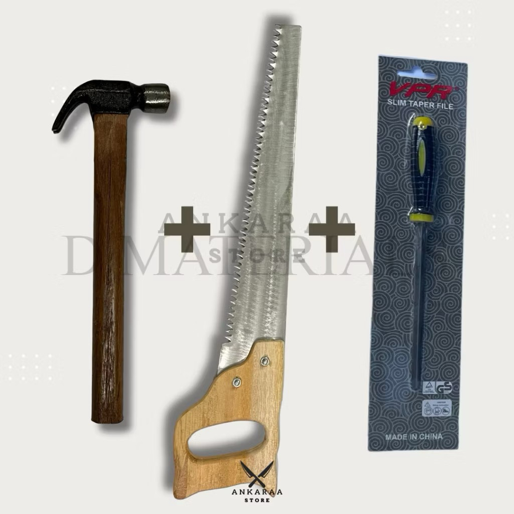 Paket Hemat Gergaji + Palu + Kikir Dijamin Tajam dan Kuat Kwalitas Import Kualitas Bagus