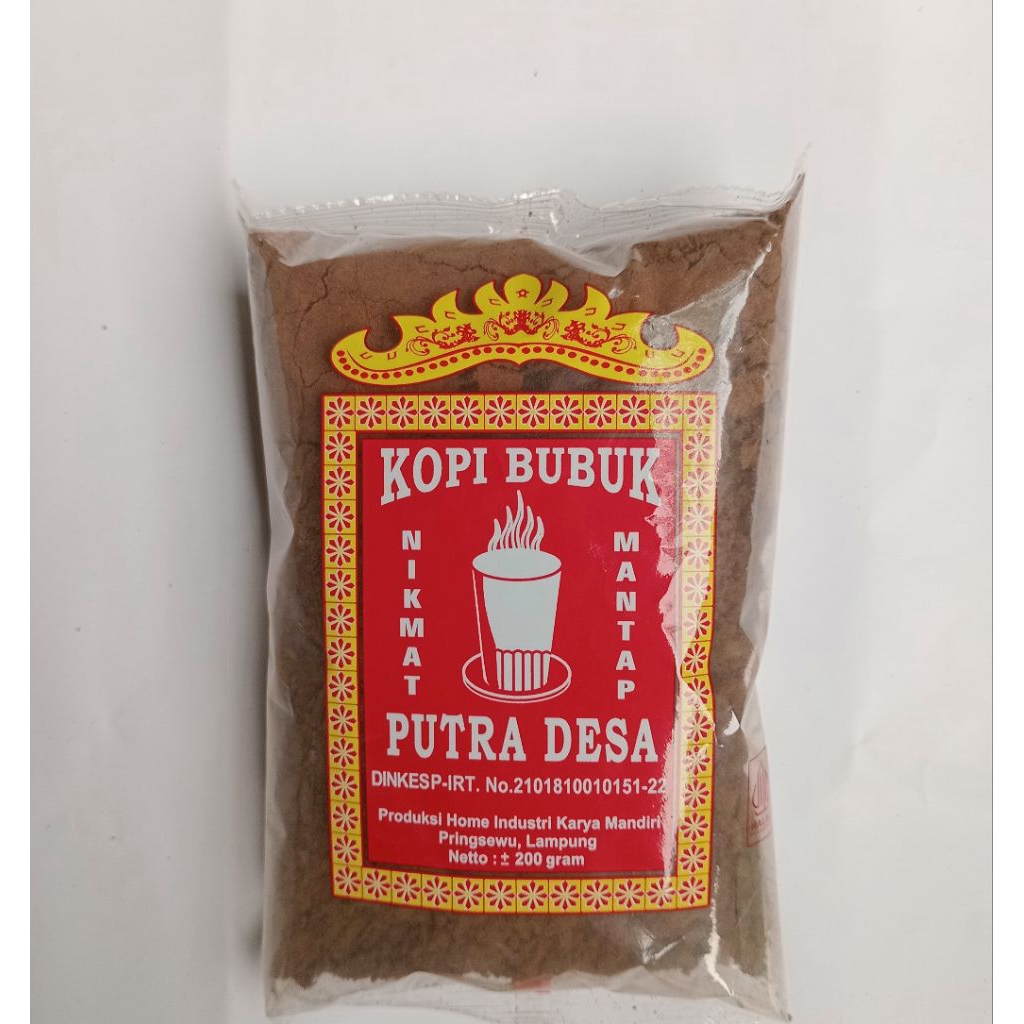 

Kopi Bubuk Lampung PUTRA DESA 200Gr Asli Robusta Lampung rasa Coklat