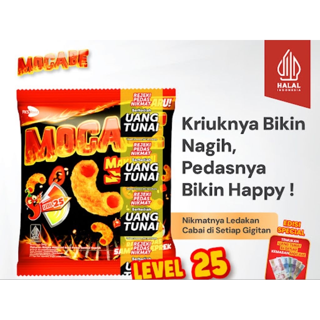 

Mocabe - Sambal Geprek - Small Pack - 1 Karton (6 renceng) - 60 Pcs - 24gr (Free 12 Pcs)