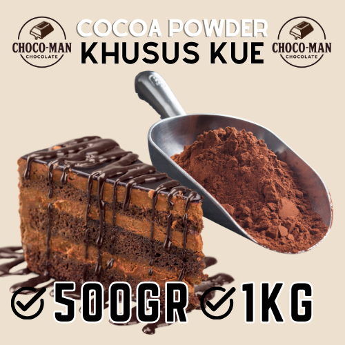 

Chocoman - Coklat Bubuk Pure - Cocoa Powder Murni Tanpa Gula 500gr / 1kg- Cokelat bubuk Khusus olahan Kue - Tidak bisa untuk minuman