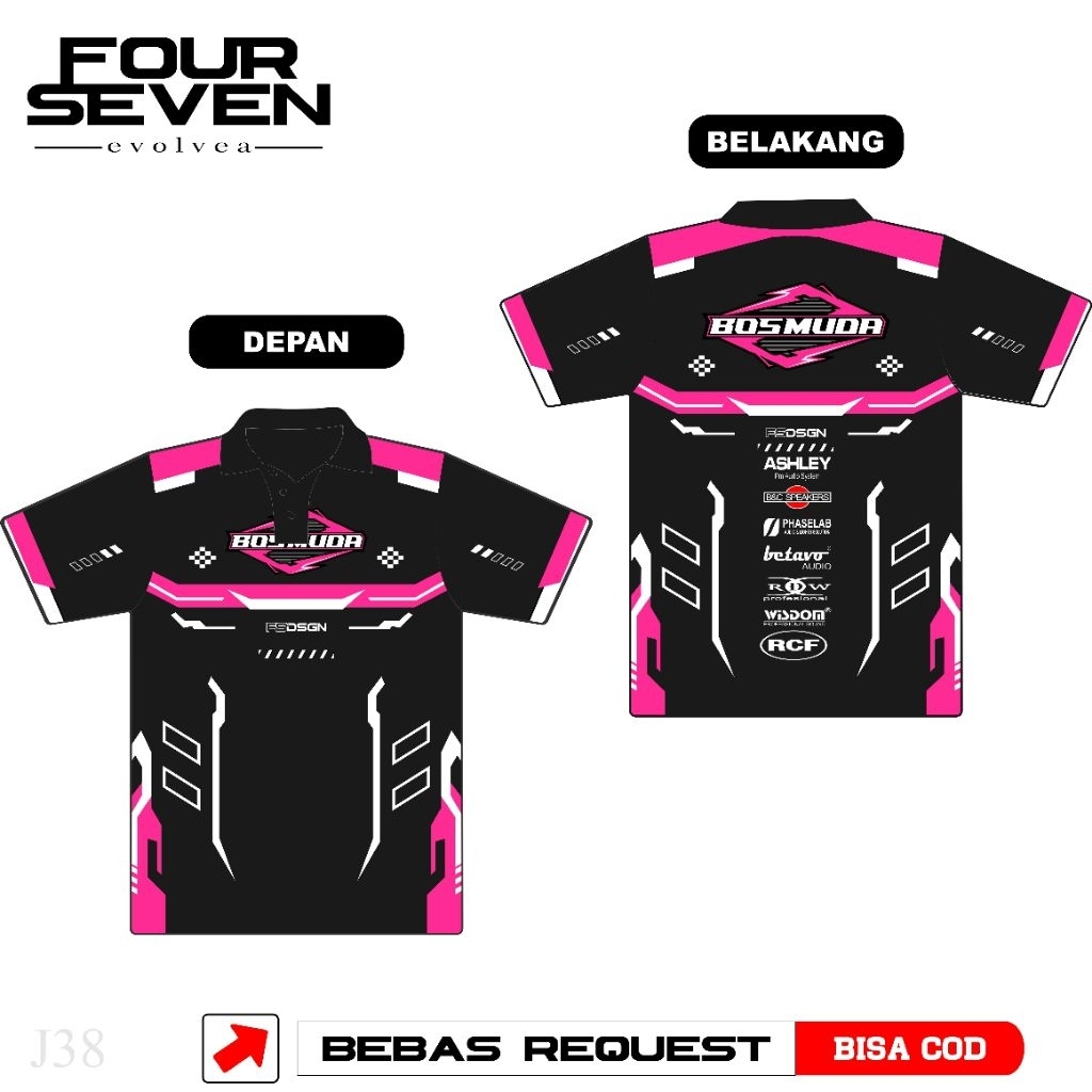 Kaos Baju Jersey printing custom desain nama sound system bebas suka-suka pemakain unisex pria wanit