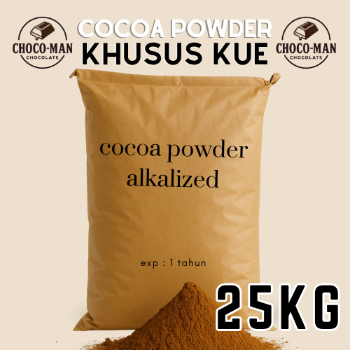 

Chocoman - Coklat Bubuk 25kg - Cocoa Powder Murni Tanpa Gula 1zak - Cokelat bubuk Pure Khusus olahan Kue - Tidak bisa untuk minuman