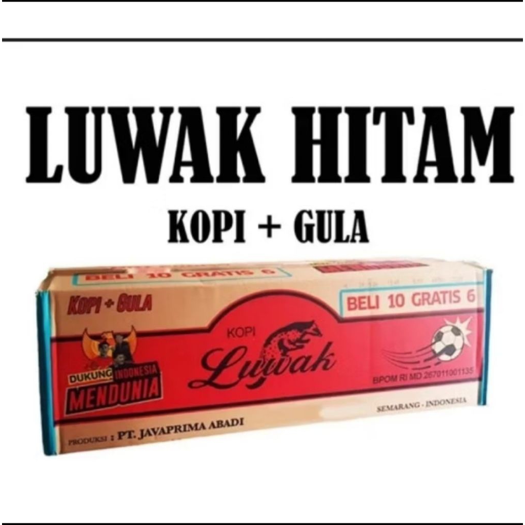 

LUWAK HITAM KOPI + GULA 1 RENTENG ISI 10 SACHET