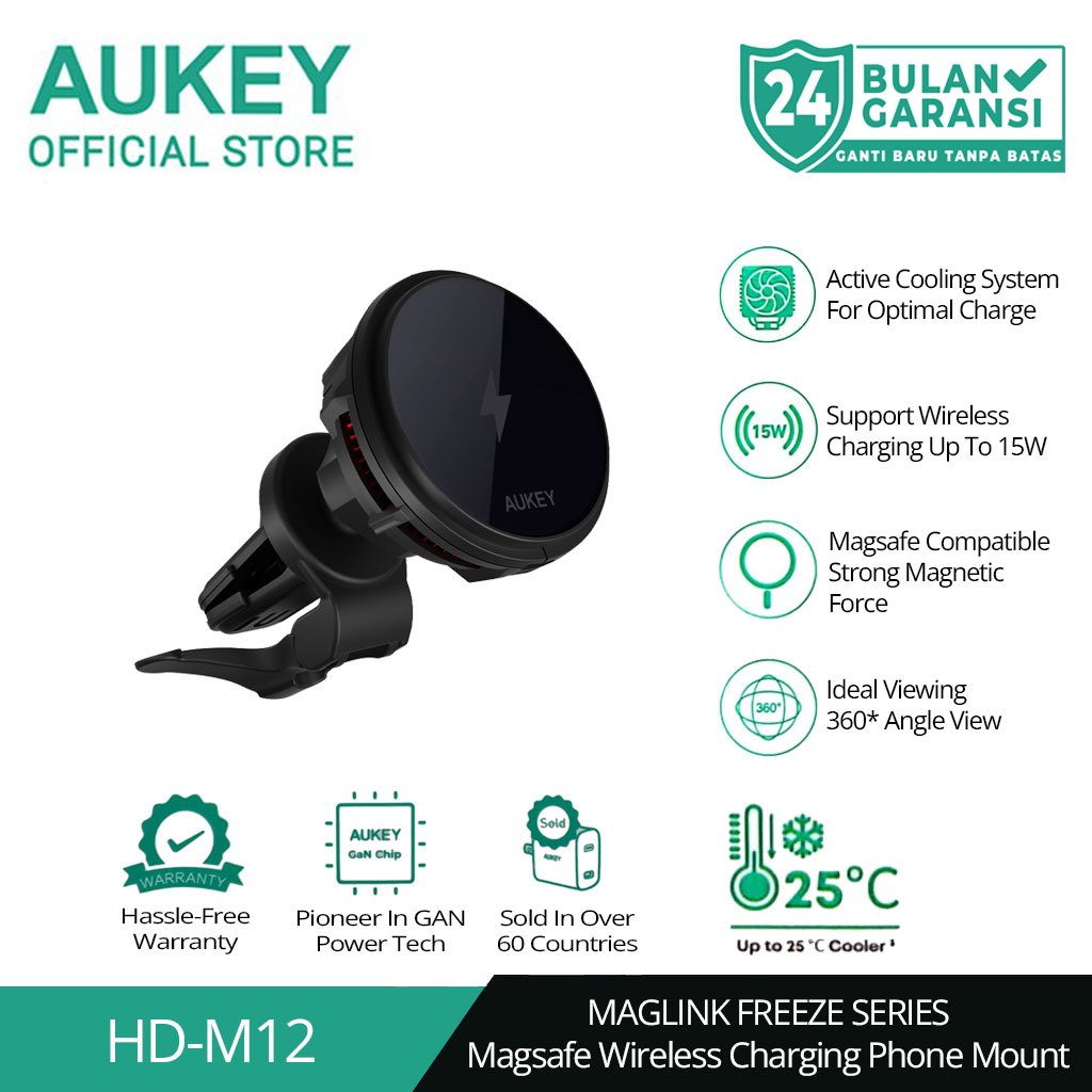 AUKEY Holder HD-M12 Magnetic Wireless Charging Phone Mount with Semiconductor Cooling System