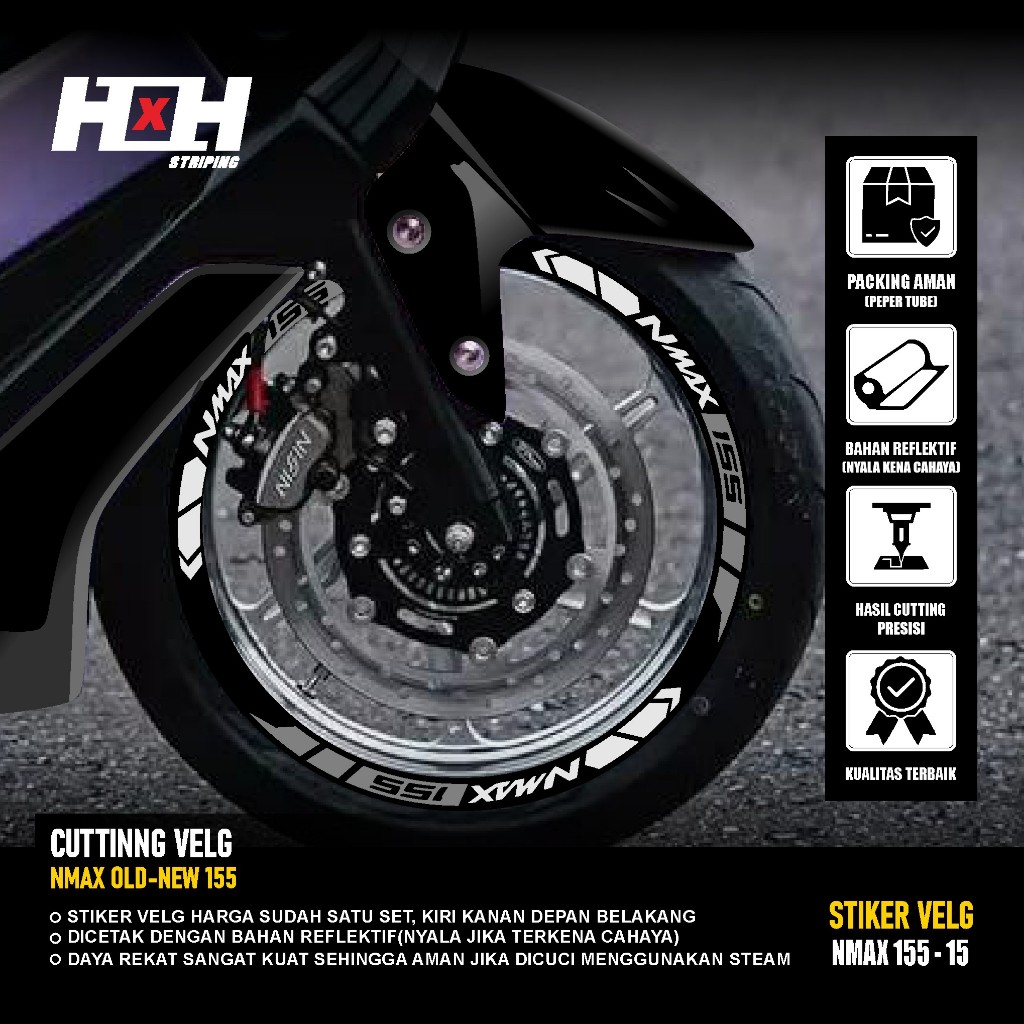 (COD) Cutting Sticker Velg yamaha Nmax 155 turbo connected Stiker Lis Variasi Ban velk nyala 15