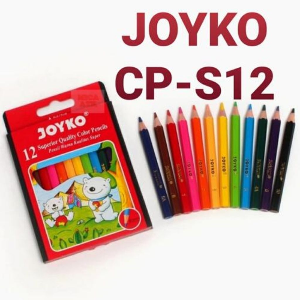 

(1 set) Pensil Warna Pendek Joyko CP S12 / Klir Kayu Joyko Pendek 12 Warna