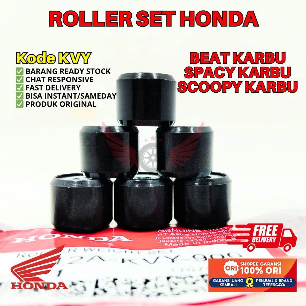 KVY ROLLER SET BEAT KARBU ORIGINAL AHM HONDA, ROLLER ORIGINAL BEAT KARBU, ROLLER SET ORIGINAL BEAT K