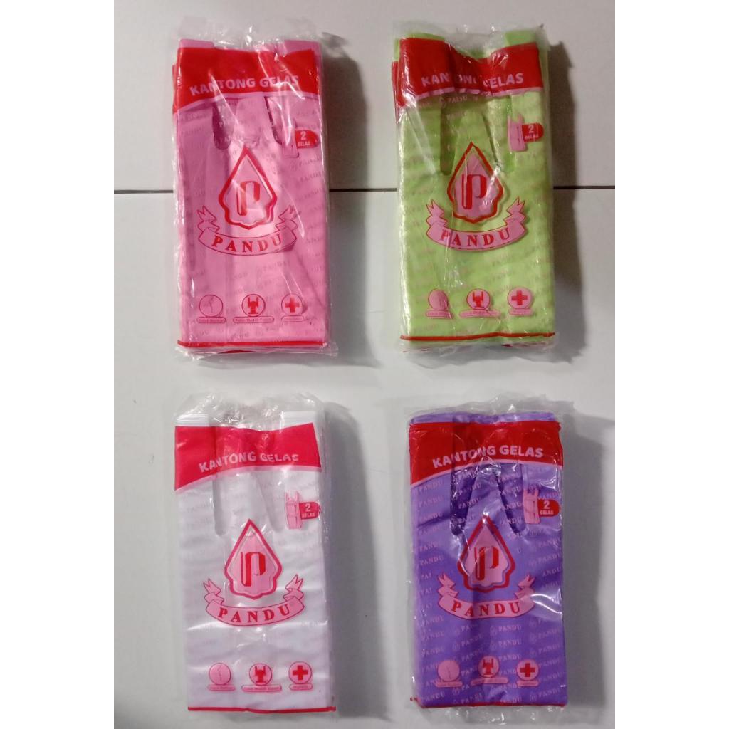 Plastik 2 gelas cup Pandu pink hijau putih ungu plastik pop ice gelas