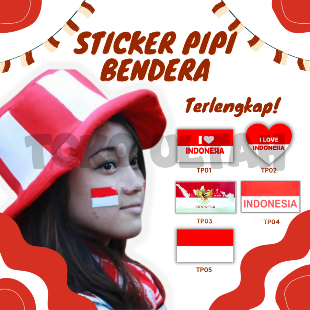 

GROSIR 20 Lembar Stiker Pipi (Isi 32) Bendera Merah Putih Dirgahayu 17 Agustus HUT Kemeredekaan RI