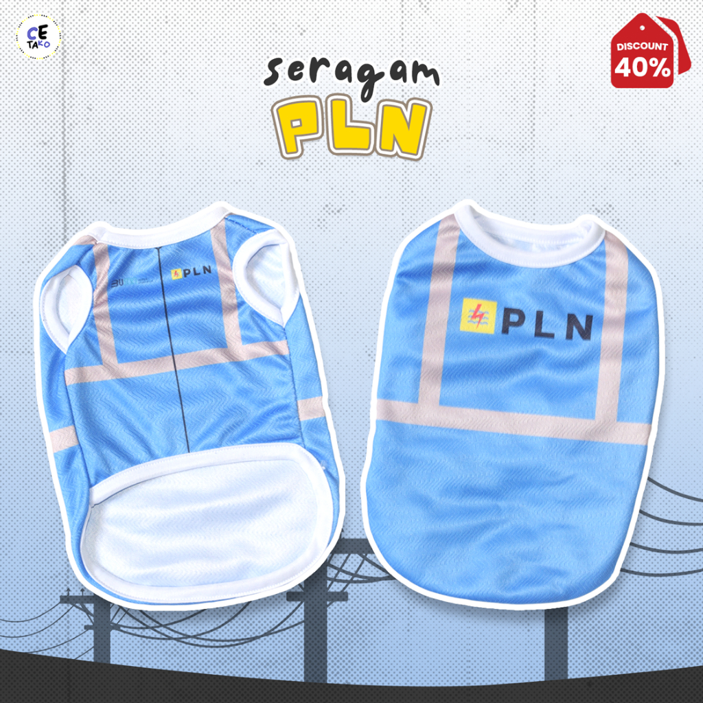 Baju Kucing Lucu Seragam PLN Untuk Kucing Anjing Monyet