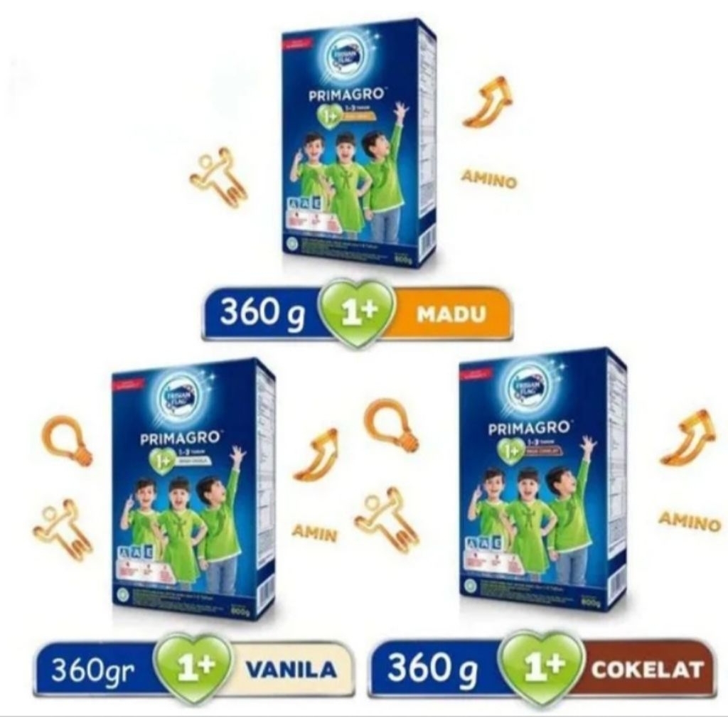 

Frisian Flag Primagro 1+ Madu / Vanila / Coklat 360gr Susu Pertumbuhan Anak