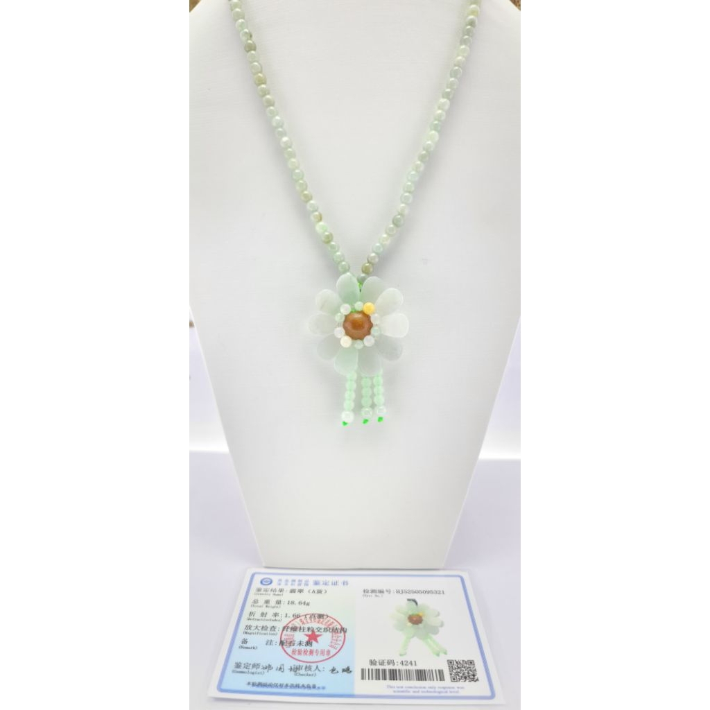 Giok Asli Grade A Bersertifikat Kalung liontin giok bentuk bunga DIY