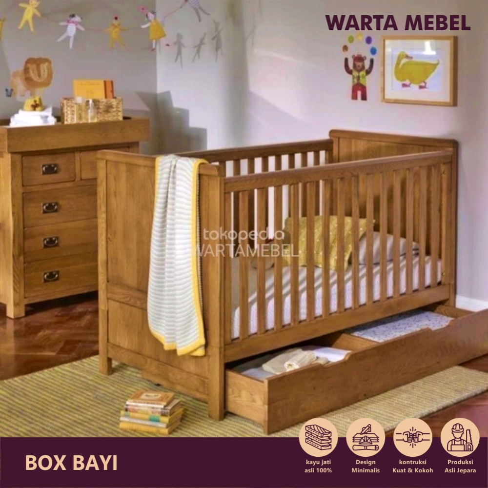 Box Bayi Kayu Jati – Tempat Tidur Bayi Elegan Desain Modern