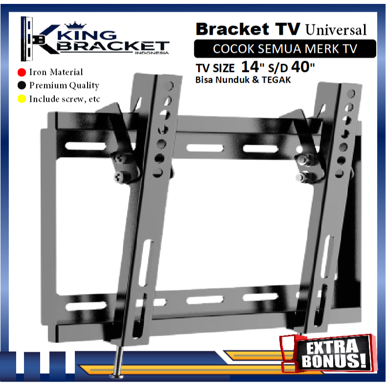 Bracket TV LED LCD & Monitor PC 14" s/d 40" Universal 40 32 24 21 17  14 inch 100% BESI