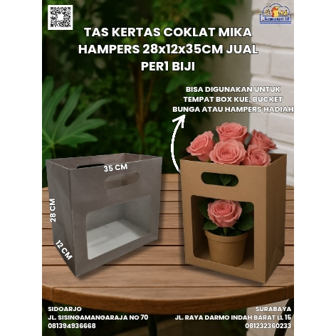 

TAS KERTAS COKLAT MIKA HAMPERS 28x12x35CM JUAL PER1 BIJI