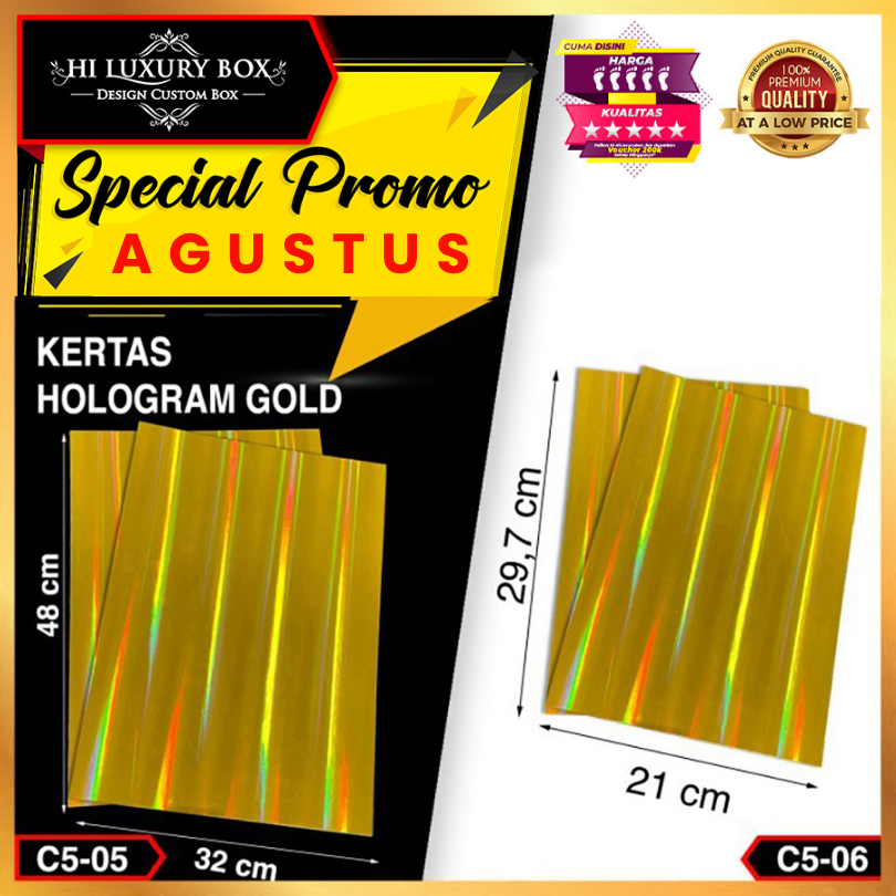 

Kertas Hologram|Gold|Lembaran|A3+|MURAH|C5 GOLD