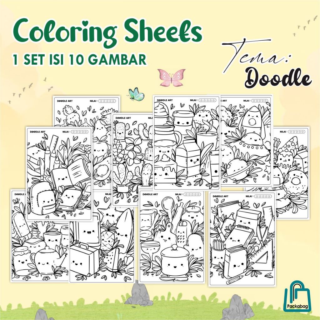 

KERTAS MEWARNAI ANAK – 10 LEMBAR UKURAN A3 – COLORING SHEETS TEMA DOODLE ART TERBARU