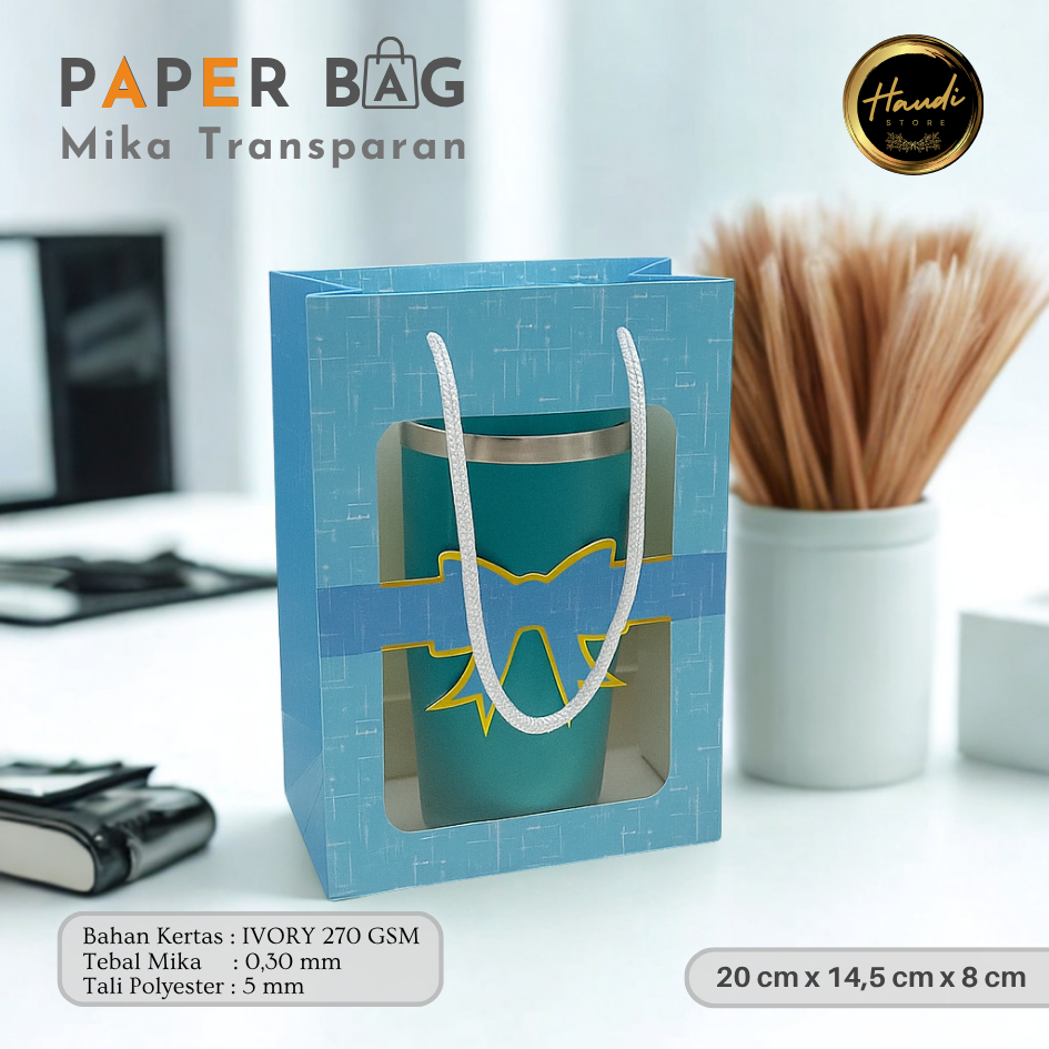 

Paper Bag Mika Transparan Biru Hampers Bouquet Bag Flower Goodie Bag Mika