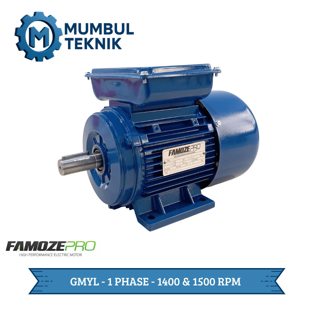 Famoze Pro Dinamo 1 Phase 4 HP 1400 RPM Electric Motor GMYL 4 PK 3 KW - B3 Foot Mounted - 4HP - 4PK 