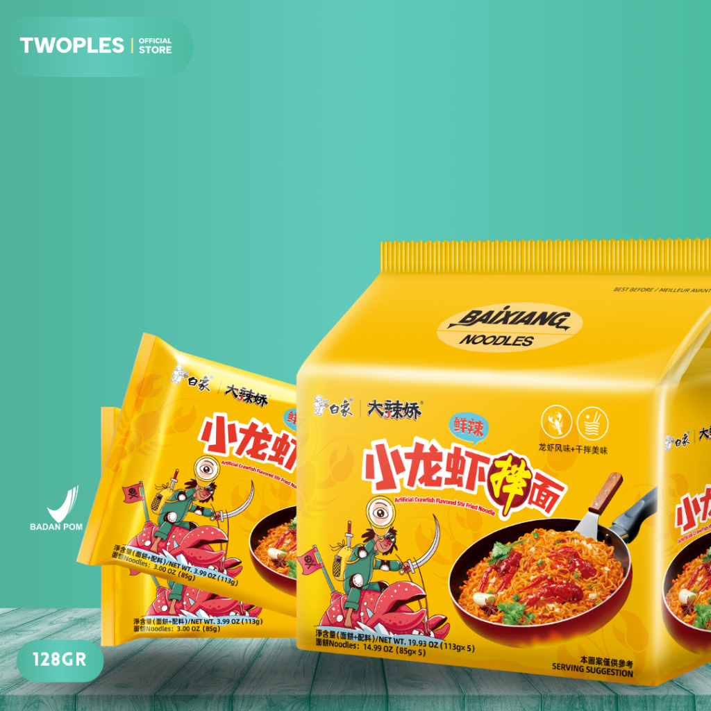 

BAIXIANG - Mie Instan Big Chili Series Crawfish Flavored Stir Fried Noodle