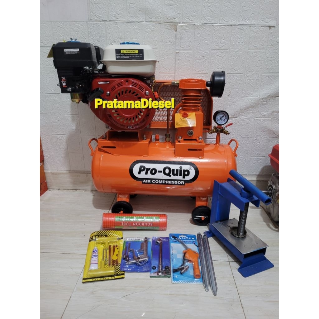 Kompresor Angin PRO-QUIP  1/4HP Tangki 40Liter+Mesin GX160 Siap Pakai Komplit
