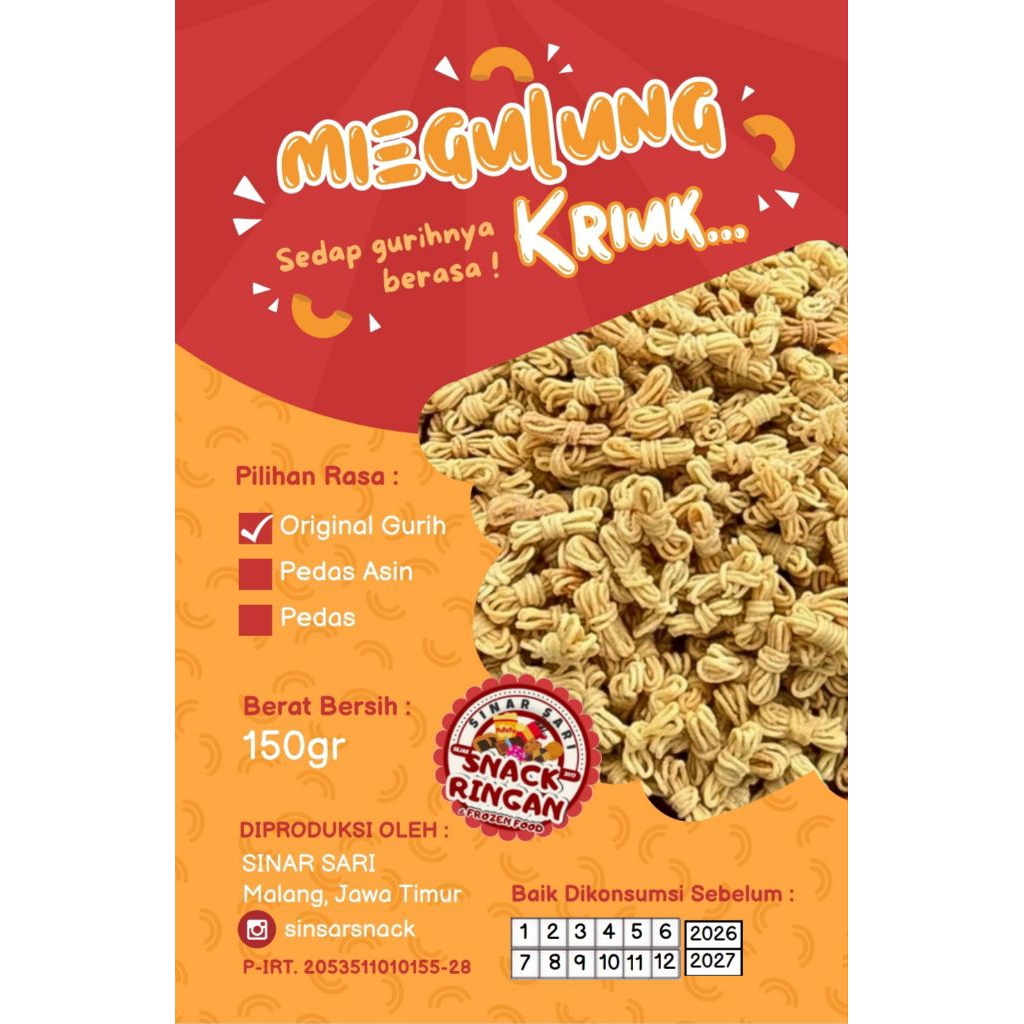 

Mie Gulung Original Gurih Daun Jeruk / Mie Gulung Original Asin Daun Jeruk