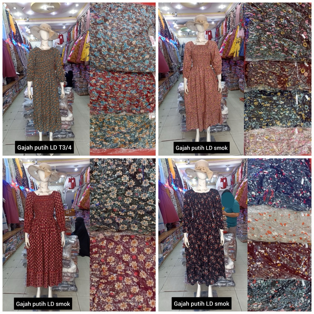 gamis smok karet/gamis full karet/gamis GAJAH PUTIH SMOK