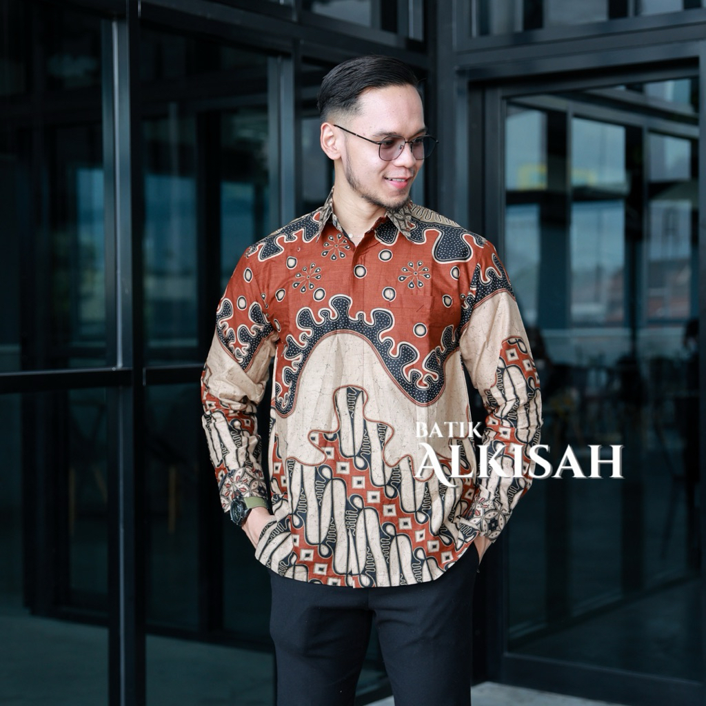 Yudistira Coklat ..Kemeja Batik lengan panjang/pendek / kemeja pria / kemeja batik / batik keren,ele