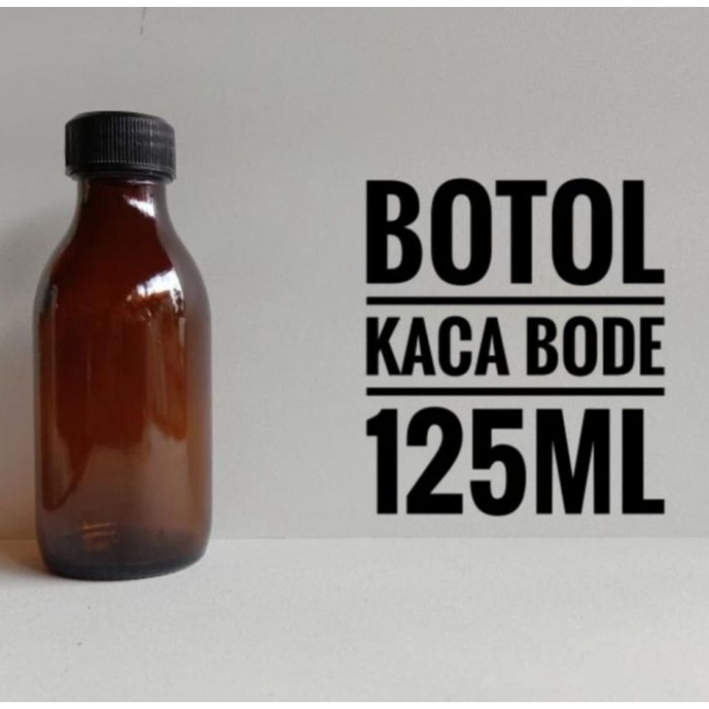 BOTOL KACA COKLAT 125ML BODE BOTOL OBAT BOTOL MINYAK BOTOL FARMASI LAB