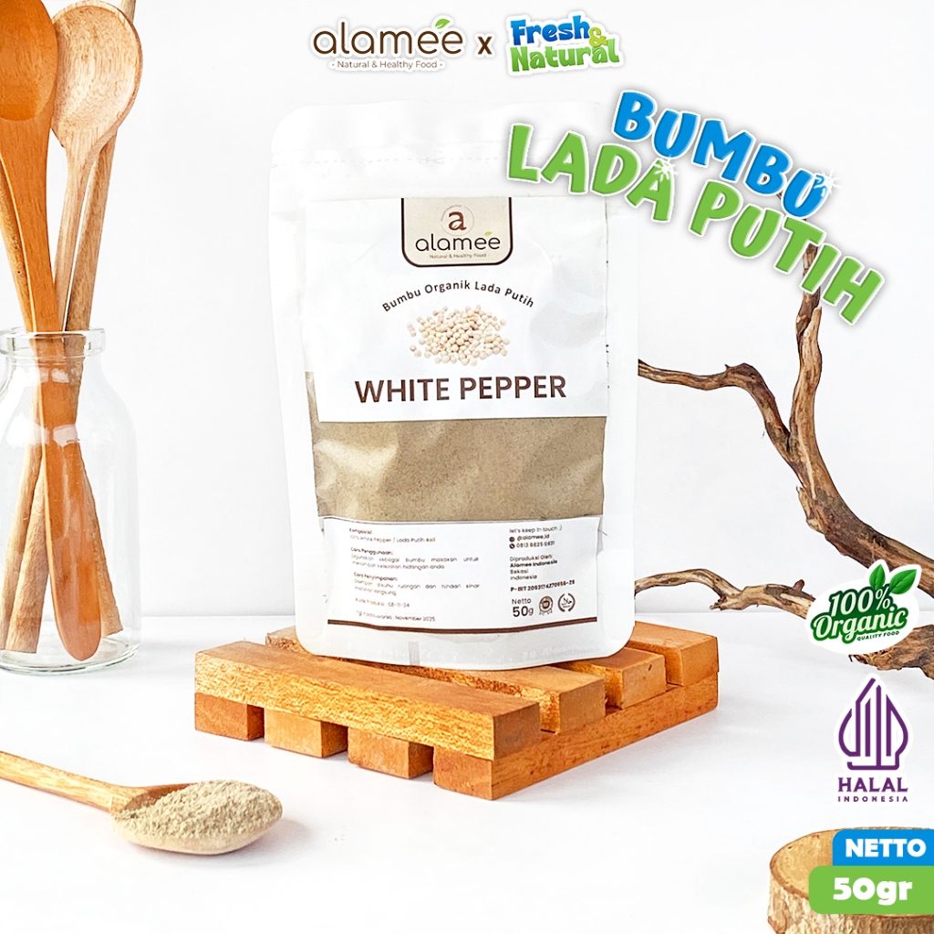 

ALAMEE Lada Putih Bubuk White Pepper Powder Merica Whitepepper Bumbu Dapur 50g fresh and natural