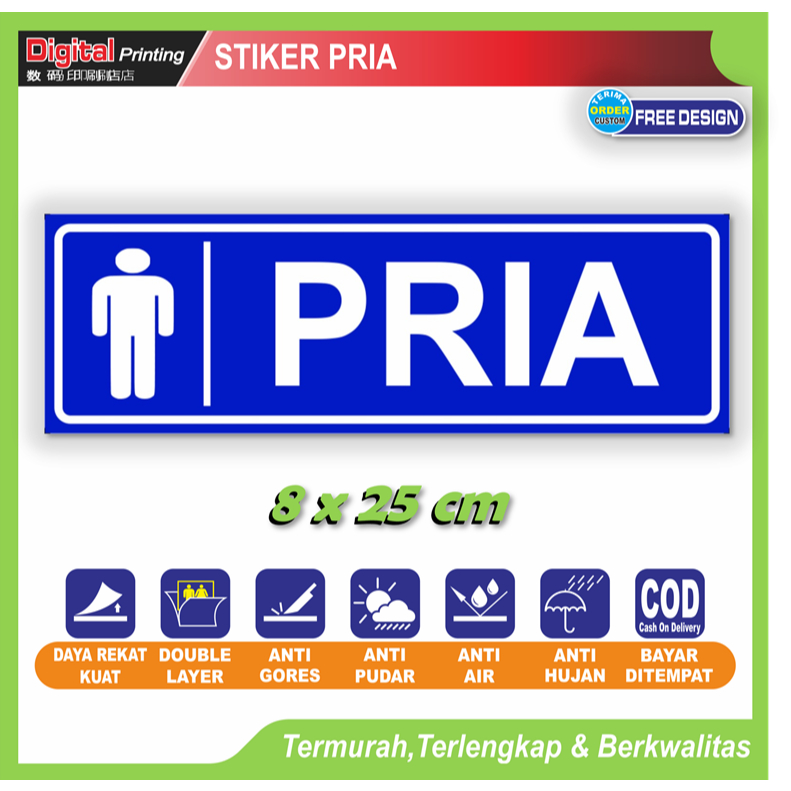 

Stiker tulisan Pria laki laki man sticker petunjuk penggunaan toilet kamar mandi wc ruangan khusus